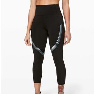 Lululemon Speed Limit Crop 23" Black stripe 8